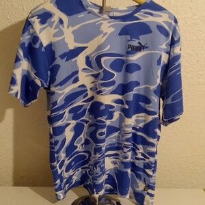 Women Puma medium blue camouflage t=shirt